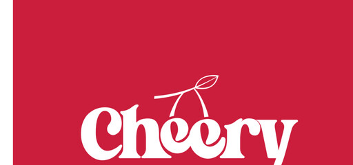 Cheery Logo design  A Vibrant and Playful Design Featuring Stylized White Text on a Bold Red Background
