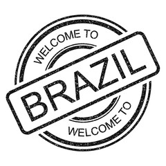 Welcome to Brazil, vintage travel grunge rubber stamp on transparent background, vector illustration