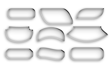 Liquid glass effect and abstract rounded geometric shapes