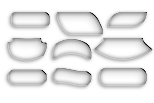 Liquid glass effect and abstract rounded geometric shapes