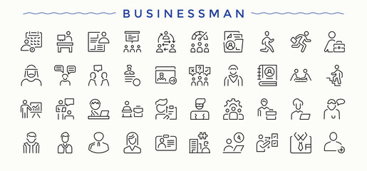 Businessman icon. Employee icon set. Contains such symbols as people, business, resource, team, management, business people and more. Editable stroke collections.