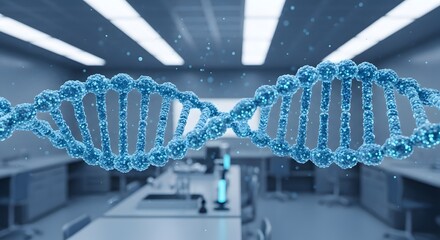 Blue DNA Molecule Double Helix in Modern Medical Laboratory