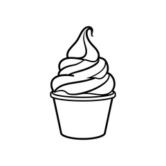 Ice Cream Swirl in a Cup Outline 