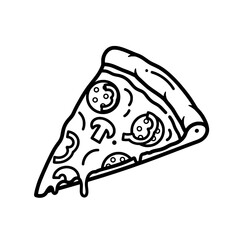 Pizza Slice with Toppings Line Art 
