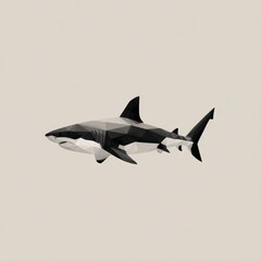 Fototapeta premium Geometric shark illustration on neutral background for graphic design projects