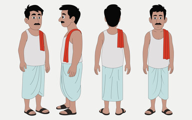 Indian man cartoon character. moral stories for the best cartoon character. the character best for your animation videos.