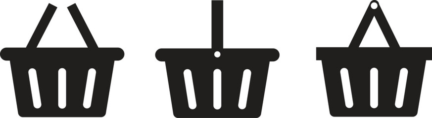 Shopping Basket Vector Icon Set. E-commerce Cart Symbol for Online Store, Retail, Purchase, and Buy Button Design.