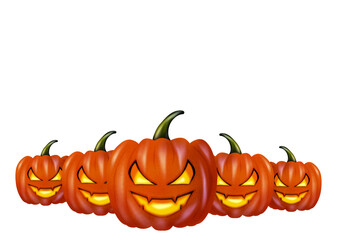 Row of Glowing Evil Pumpkins illustration 