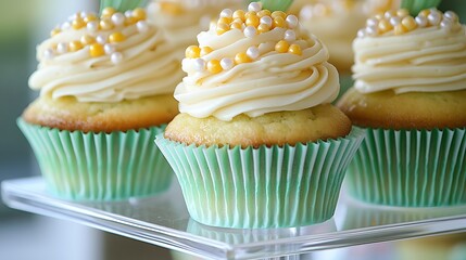 Delicious Vanilla Cupcakes with Creamy Frosting and Sprinkles for a Celebration