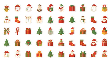 Charming Christmas Holiday Icon and Sticker Collection