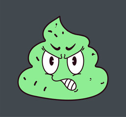 Happy poop colorful character vector flat cartoon graphic design element illustration