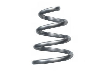 Metal spiral spring showcasing elasticity and mechanical engineering design. A 3d render on a transparent background