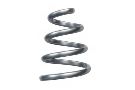 Metal spiral spring showcasing elasticity and mechanical engineering design. A 3d render on a transparent background