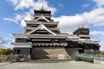 The Famous and beautiful landscape vintage building of Kumamoto Castle in Northern Kyushu, Japan.