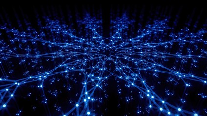 Naklejka premium Abstract Blue Light Network on Dark Background.