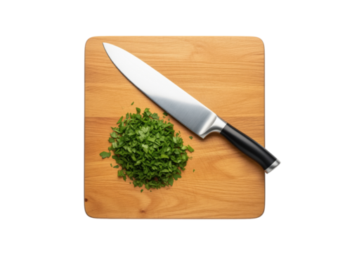 Knife skills tutorial for meal kit instructions and culinary school posters about safe chopping and herb prep, useful for recipe cards or kitchen safety guides and beginner cooking classes