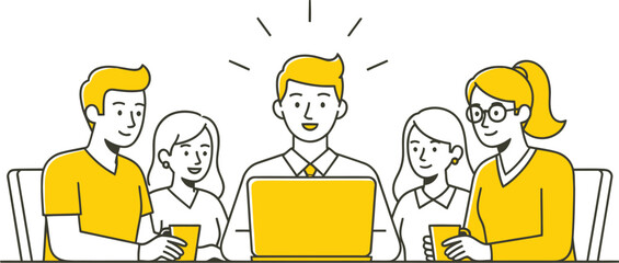 A team having an online conference meeting. vector illustration