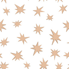 Doodle cartoon geometric hand drawn stars seamless pattern. Vector background