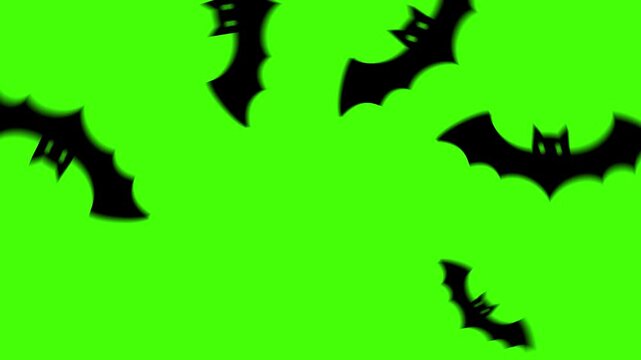 Animated bats fly past green screen, enabling creative Halloween transitions in your edits