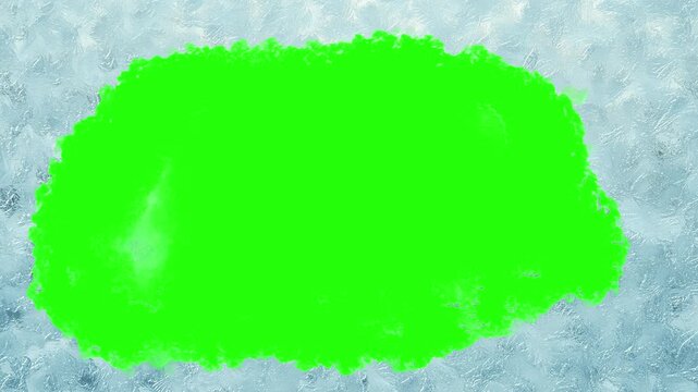 Frost texture fades away, revealing a clear green screen for seamless transitions