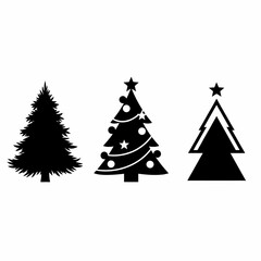 Obraz premium Christmas tree vector icon set