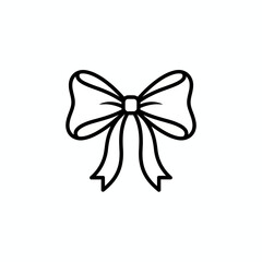 Black vector bow icon with ribbon, symmetrical elegant shape