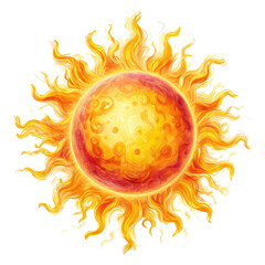 Fiery sunburst, stylized celestial body