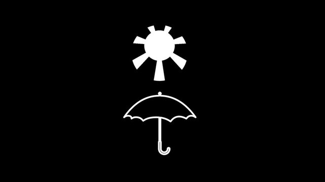 An umbrella beneath the sun icon symbolizes the balance between protection and exposure, illustrating harmony and adaptability in changing environments