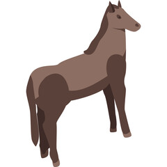 Brown Horse Standing Sideways With Darker Brown Mane And Tail Against White Background Detailed Vector Illustration Realistic Style