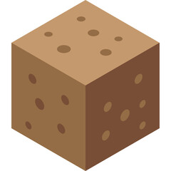 Brown cube with dots in isometric 3d style on a transparent background suitable for science and technology themes