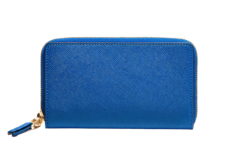 Cobalt blue zippered wallet, closed
