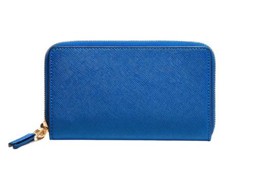 Cobalt blue zippered wallet, closed