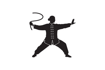 Kung Fu Whip Warrior Silhouette Kung Fu Master Stance Silhouette