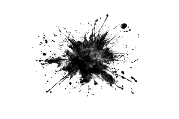 Abstract black ink splatter, radiating outward