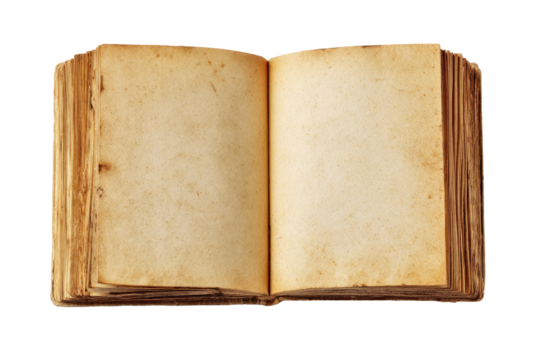 Open antique book, aged pages