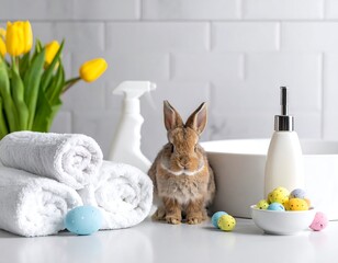 Easter Bunny in a Spa Setting