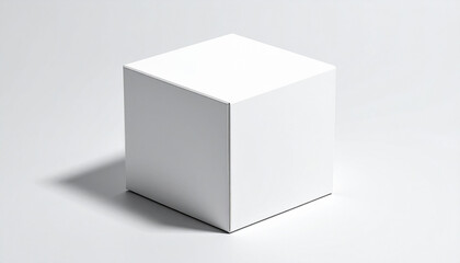 A white cube is shown in a white background
4