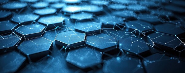 Abstract technology background featuring interconnected hexagonal shapes