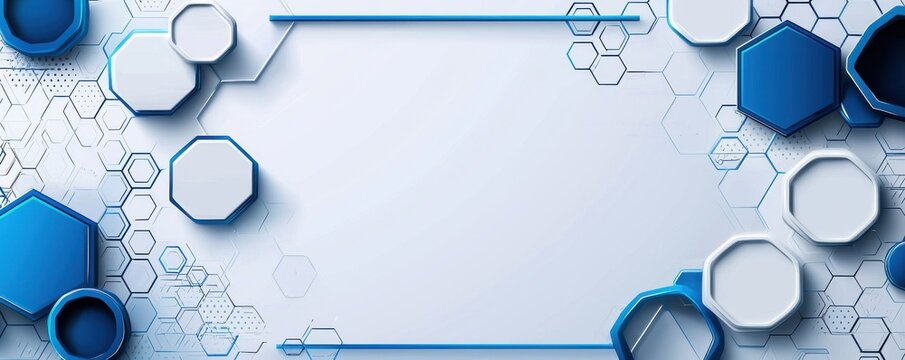 Abstract technology background with blue and white hexagonal patterns