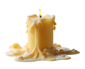 Melted candle with dripping wax