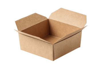 Empty light brown cardboard box, open top