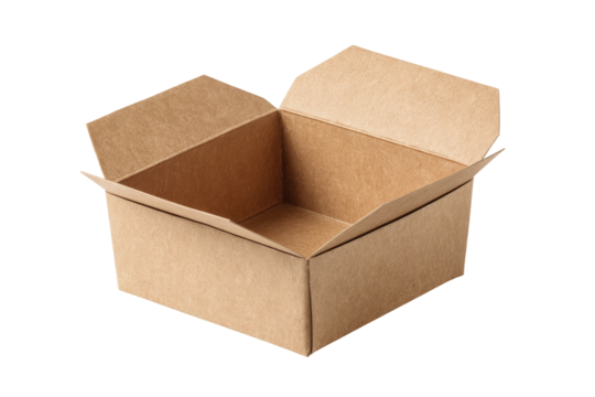 Empty light brown cardboard box, open top - Powered by Adobe