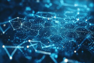 Futuristic blue hexagon technology background with network connections