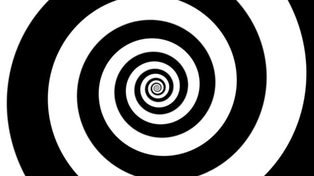 Concentric white circles expanding on black background, generating mesmerizing geometric animation with gradual zoom creating hypnotic optical illusion and rhythmic visual movement