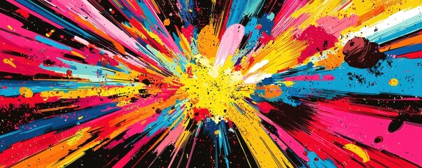 Fototapeta premium Vibrant comic book style explosion colorful artistic background