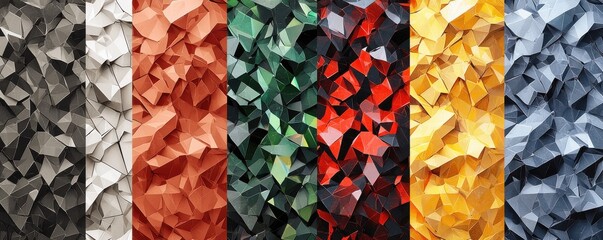 Colorful low poly geometric background with multiple vibrant sections