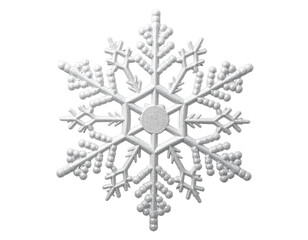 White Snowflake Ornament – Frosted Winter Icon – Isolated PNG on Transparent Background