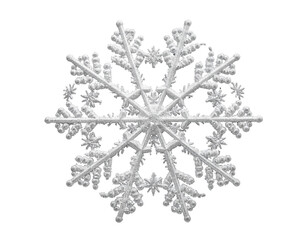 White Snowflake Ornament – Frosted Winter Icon – Isolated PNG on Transparent Background