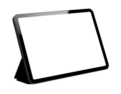 Minimalist Digital Tablet with Blank Screen on Transparent Background, Clean Modern Design