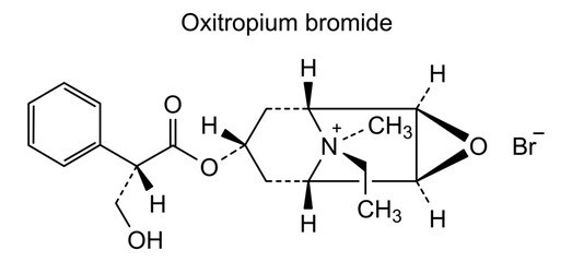 Fototapeta premium Oxitropium bromide, chemical structure of oxitropium bromide, drug substance
